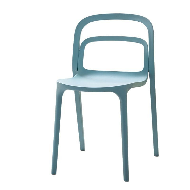 Modern Minimalist PP Plastic Rectangular Curve Dining Chair Backrest Armless For Dining Room