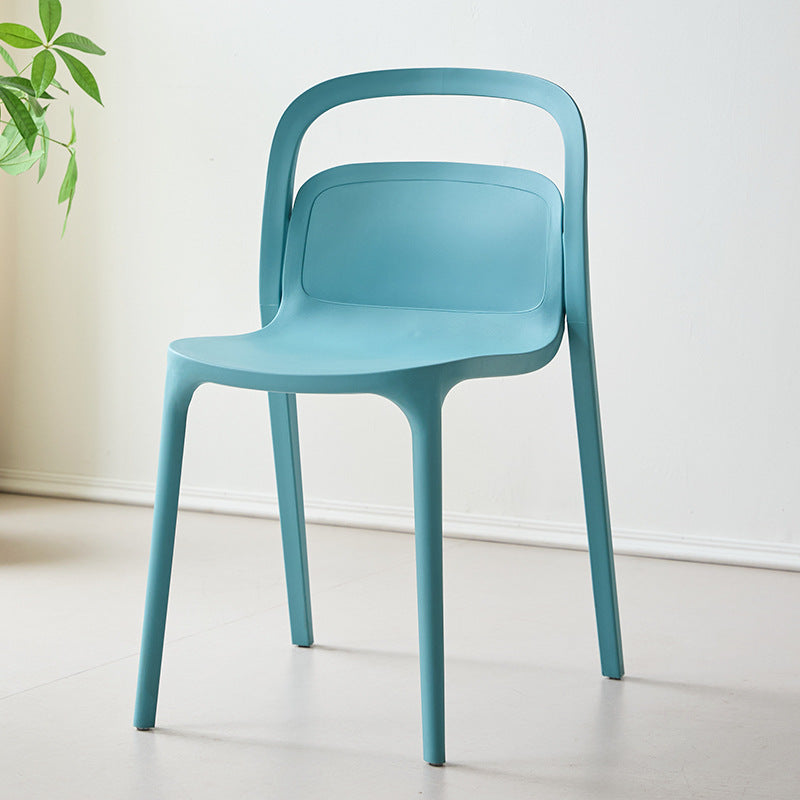 Modern Minimalist PP Plastic Rectangular Curve Dining Chair Backrest Armless For Dining Room
