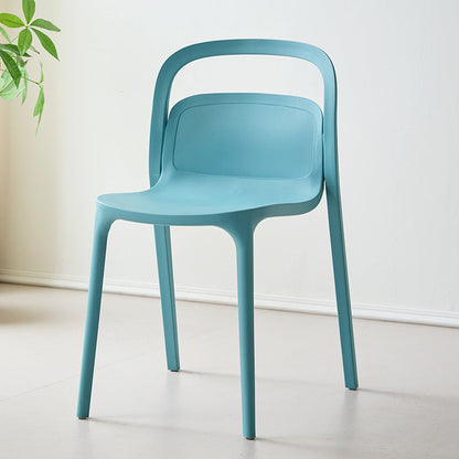 Modern Minimalist PP Plastic Rectangular Curve Dining Chair Backrest Armless For Dining Room