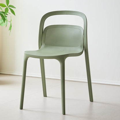Modern Minimalist PP Plastic Rectangular Curve Dining Chair Backrest Armless For Dining Room