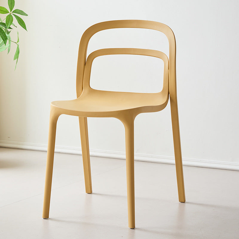 Modern Minimalist PP Plastic Rectangular Curve Dining Chair Backrest Armless For Dining Room