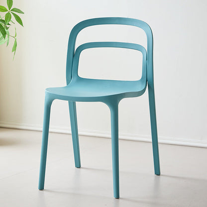 Modern Minimalist PP Plastic Rectangular Curve Dining Chair Backrest Armless For Dining Room