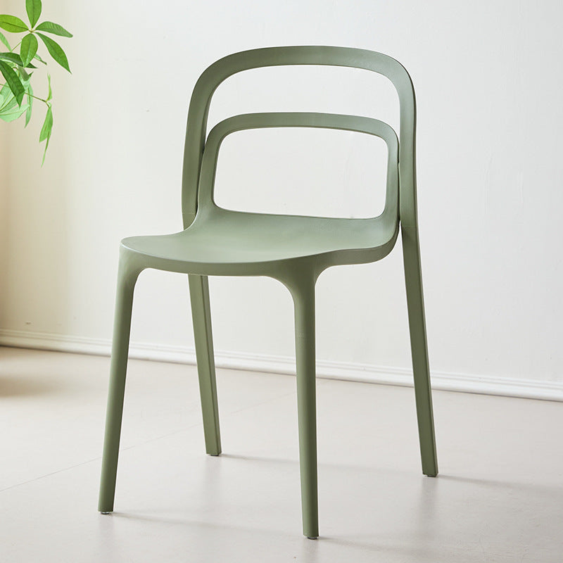 Modern Minimalist PP Plastic Rectangular Curve Dining Chair Backrest Armless For Dining Room