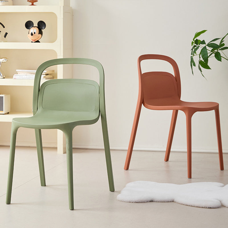 Modern Minimalist PP Plastic Rectangular Curve Dining Chair Backrest Armless For Dining Room