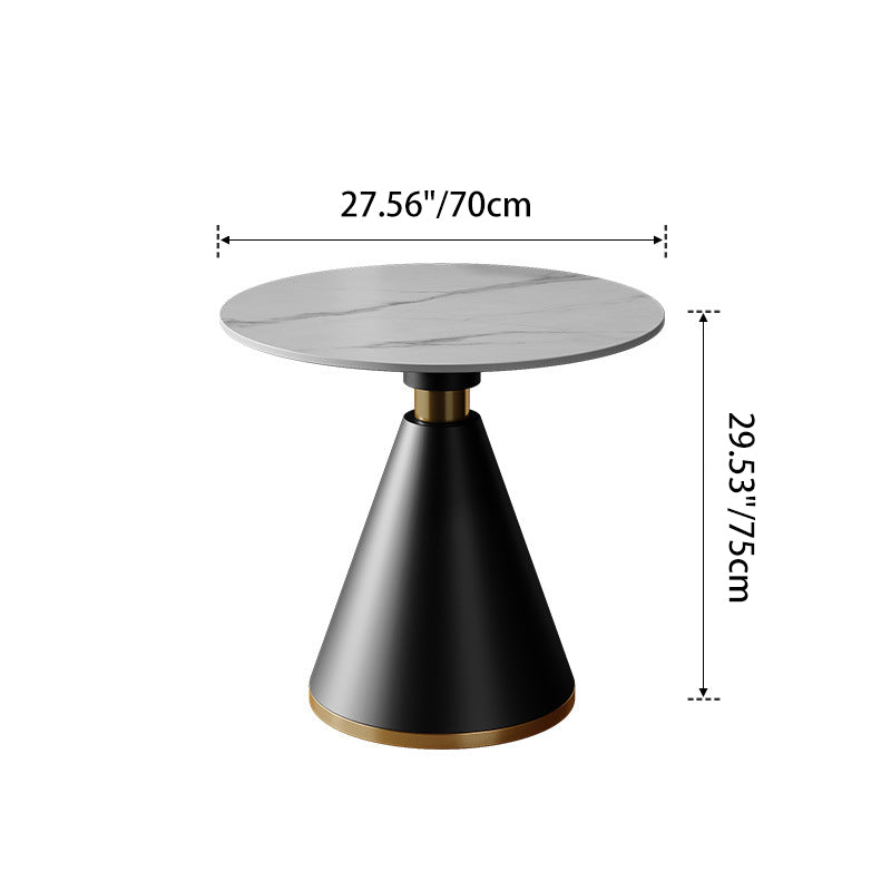 Modern Luxury Frosted Velvet Sponge Metal Frame Curved Round Sintered Stone Carbon Steel Dining Table & Chair Set for 4 Seats