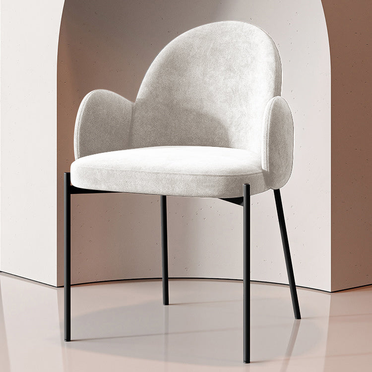 Modern Luxury Frosted Velvet Sponge Metal Frame Curved Round Sintered Stone Carbon Steel Dining Table & Chair Set for 4 Seats