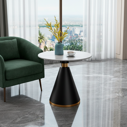 Modern Luxury Frosted Velvet Sponge Metal Frame Curved Round Sintered Stone Carbon Steel Dining Table & Chair Set for 4 Seats