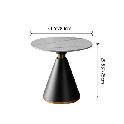 Modern Luxury Frosted Velvet Sponge Metal Frame Curved Round Sintered Stone Carbon Steel Dining Table & Chair Set for 4 Seats