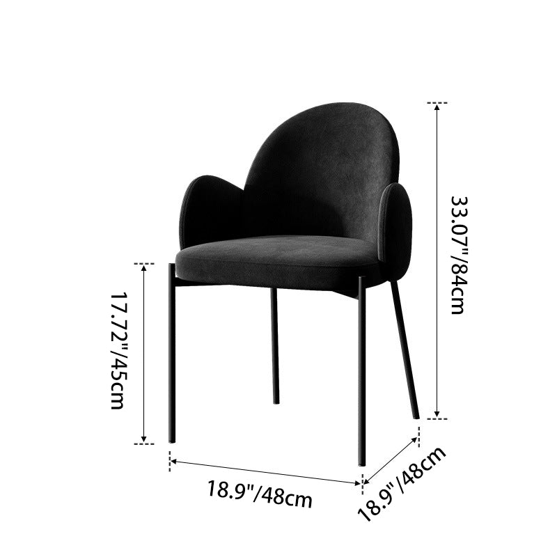 Modern Luxury Frosted Velvet Sponge Metal Frame Curved Round Sintered Stone Carbon Steel Dining Table & Chair Set for 4 Seats