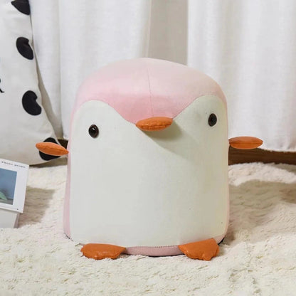 Contemporary Creative Kids Velvet Sponge Fireproof Board Penguin Shaped Low Stool Backrest Armless For Living Room