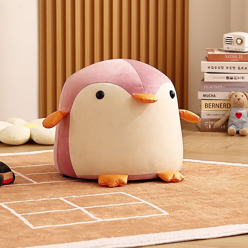 Contemporary Creative Kids Velvet Sponge Fireproof Board Penguin Shaped Low Stool Backrest Armless For Living Room