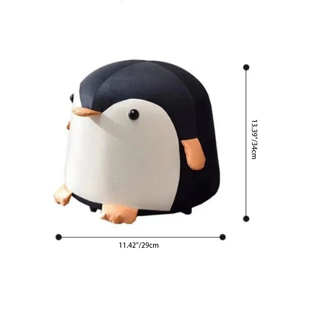 Contemporary Creative Kids Velvet Sponge Fireproof Board Penguin Shaped Low Stool Backrest Armless For Living Room