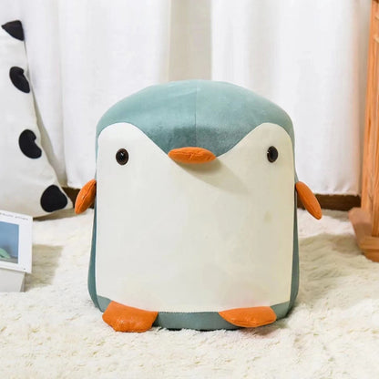 Contemporary Creative Kids Velvet Sponge Fireproof Board Penguin Shaped Low Stool Backrest Armless For Living Room