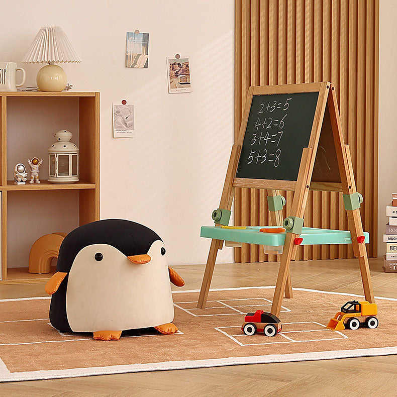 Contemporary Creative Kids Velvet Sponge Fireproof Board Penguin Shaped Low Stool Backrest Armless For Living Room