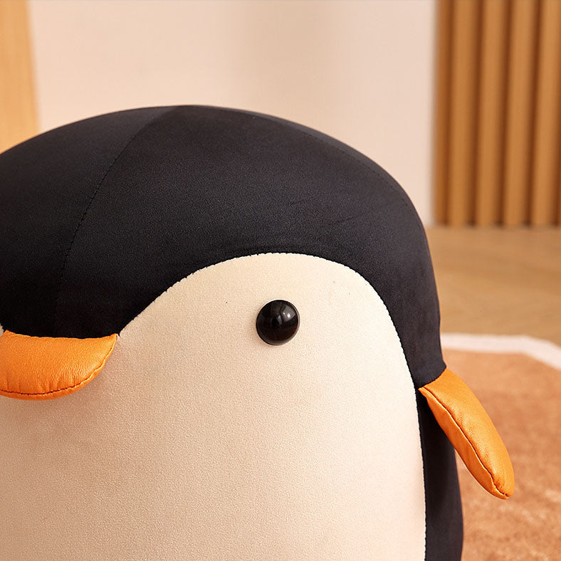 Contemporary Creative Kids Velvet Sponge Fireproof Board Penguin Shaped Low Stool Backrest Armless For Living Room
