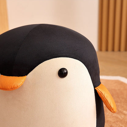 Contemporary Creative Kids Velvet Sponge Fireproof Board Penguin Shaped Low Stool Backrest Armless For Living Room