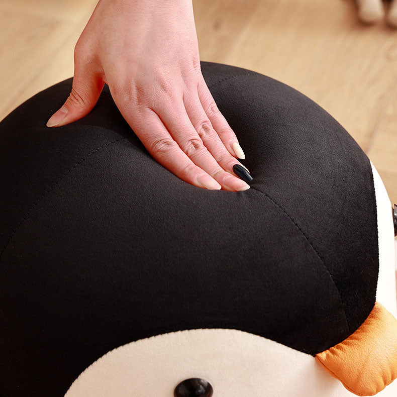 Contemporary Creative Kids Velvet Sponge Fireproof Board Penguin Shaped Low Stool Backrest Armless For Living Room