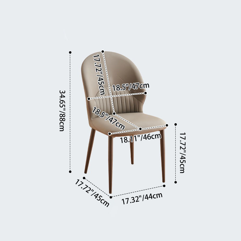 Modern Minimalist Faux Leather Sponge Carbon Steel Curve Dining Chair Backrest Armless For Dining Room