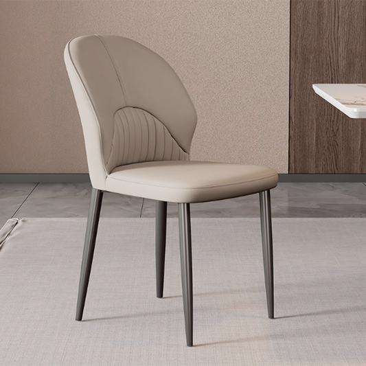 Modern Minimalist Faux Leather Sponge Carbon Steel Curve Dining Chair Backrest Armless For Dining Room