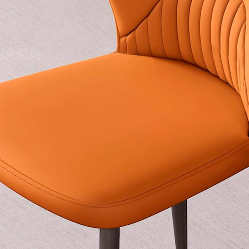 Modern Minimalist Faux Leather Sponge Carbon Steel Curve Dining Chair Backrest Armless For Dining Room