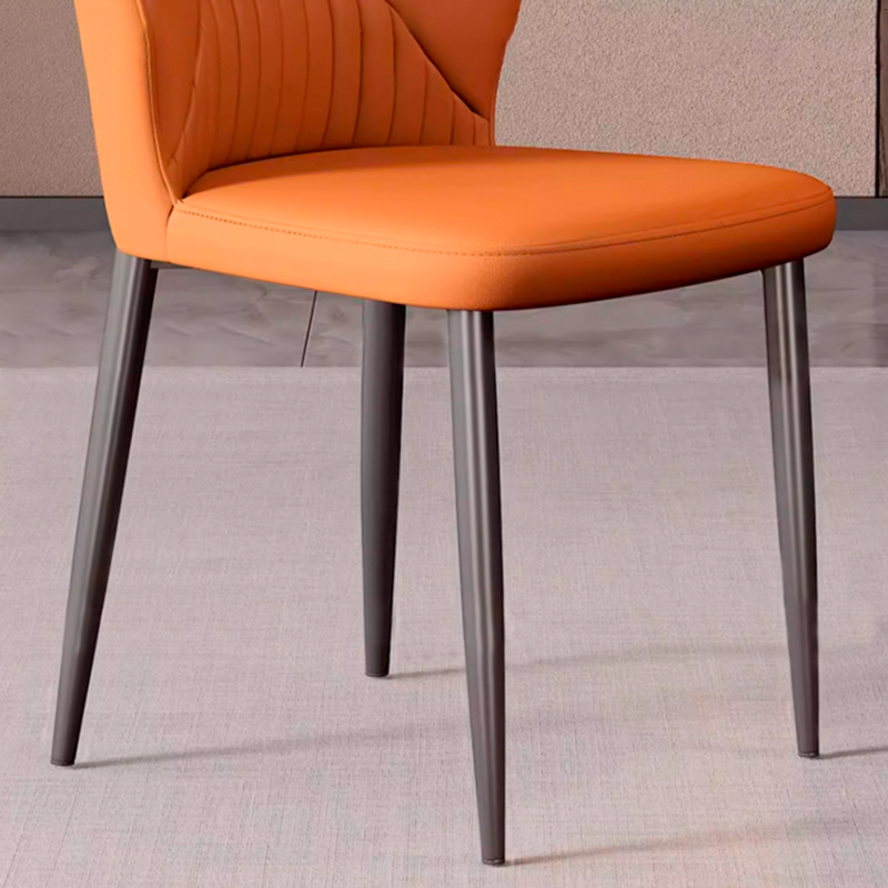 Modern Minimalist Faux Leather Sponge Carbon Steel Curve Dining Chair Backrest Armless For Dining Room