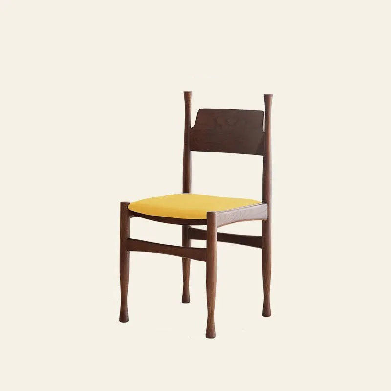 Modern Minimalist Velvet Sponge Rubberwood Solid Wood Multi-layer Board Curve Dining Chair Backrest Armless For Dining Room