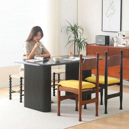 Modern Minimalist Velvet Sponge Rubberwood Solid Wood Multi-layer Board Curve Dining Chair Backrest Armless For Dining Room