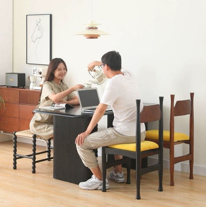 Modern Minimalist Velvet Sponge Rubberwood Solid Wood Multi-layer Board Curve Dining Chair Backrest Armless For Dining Room