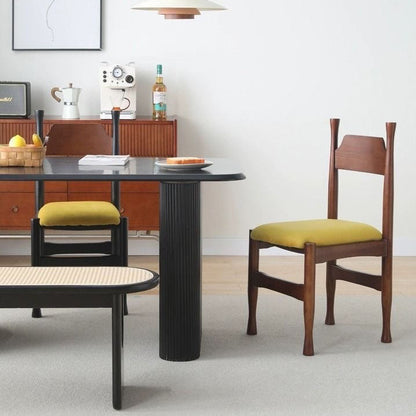 Modern Minimalist Velvet Sponge Rubberwood Solid Wood Multi-layer Board Curve Dining Chair Backrest Armless For Dining Room