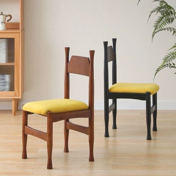 Modern Minimalist Velvet Sponge Rubberwood Solid Wood Multi-layer Board Curve Dining Chair Backrest Armless For Dining Room