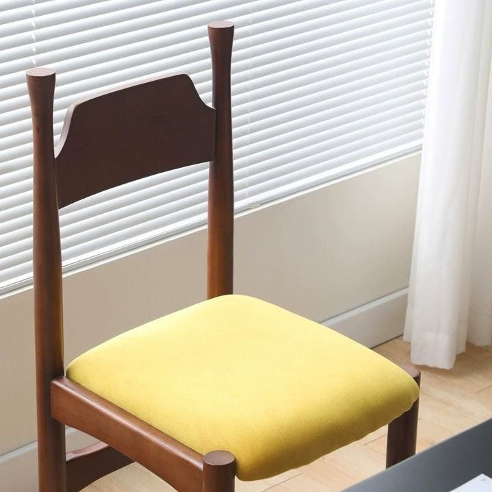 Modern Minimalist Velvet Sponge Rubberwood Solid Wood Multi-layer Board Curve Dining Chair Backrest Armless For Dining Room