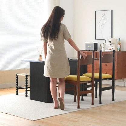 Modern Minimalist Velvet Sponge Rubberwood Solid Wood Multi-layer Board Curve Dining Chair Backrest Armless For Dining Room