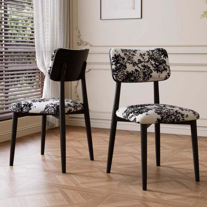 Traditional Vintage Faux Leather Wood Sponge Curve Dining Chair Backrest Armless For Dining Room