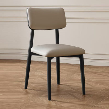 Traditional Vintage Faux Leather Wood Sponge Curve Dining Chair Backrest Armless For Dining Room