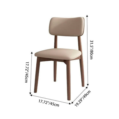 Traditional Vintage Faux Leather Wood Sponge Curve Dining Chair Backrest Armless For Dining Room