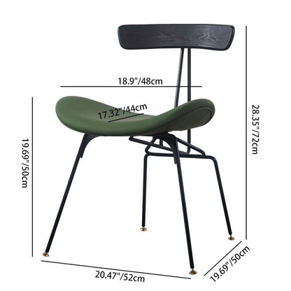 Contemporary Industrial Iron Wood Leather Ants Dining Chair Backrest Armless For Dining Room