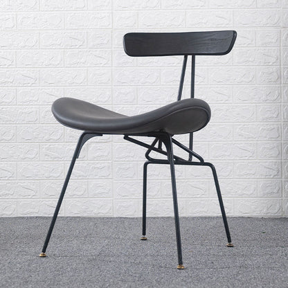 Contemporary Industrial Iron Wood Leather Ants Dining Chair Backrest Armless For Dining Room