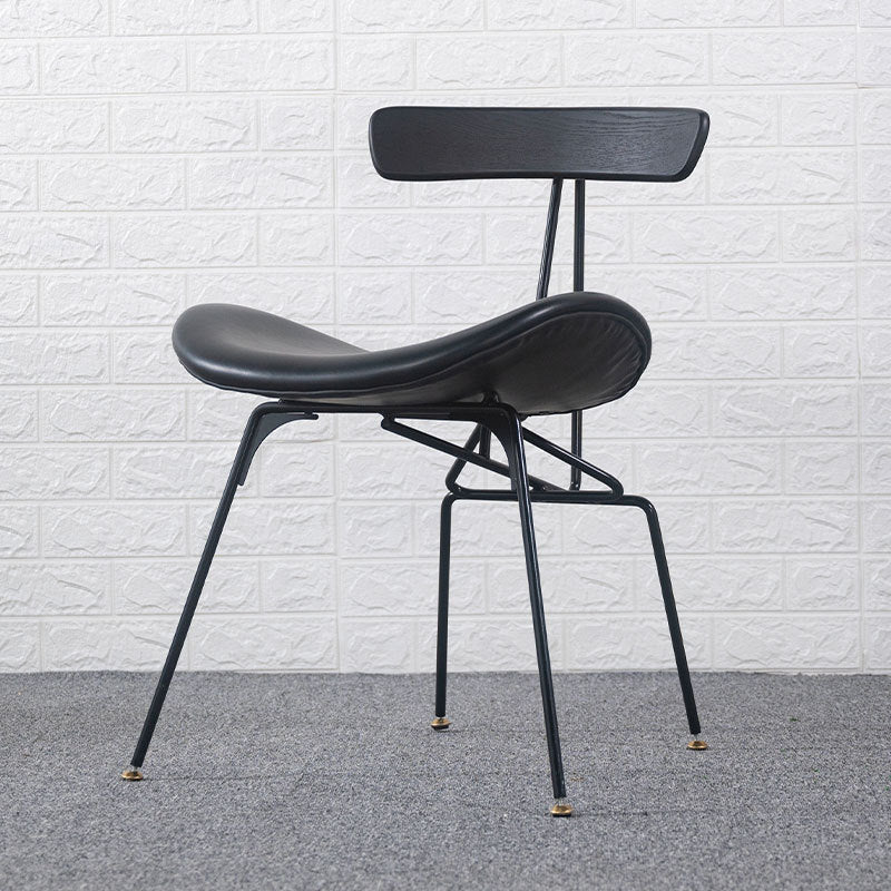 Contemporary Industrial Iron Wood Leather Ants Dining Chair Backrest Armless For Dining Room