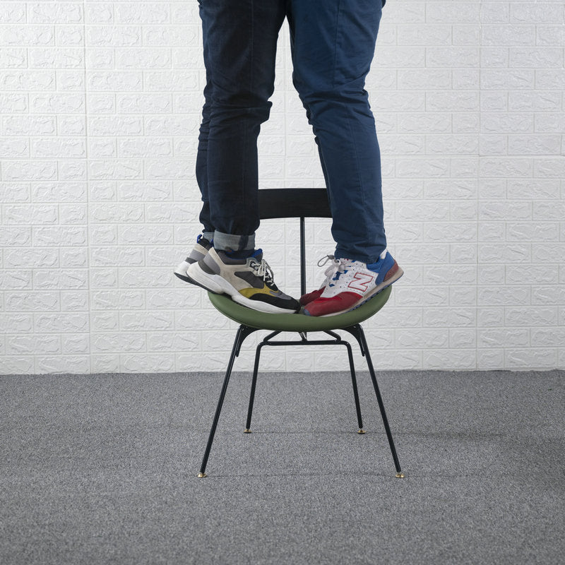 Contemporary Industrial Iron Wood Leather Ants Dining Chair Backrest Armless For Dining Room