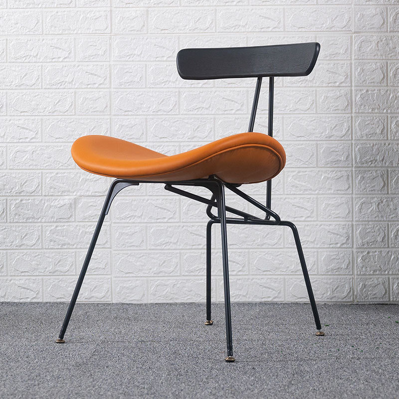 Contemporary Industrial Iron Wood Leather Ants Dining Chair Backrest Armless For Dining Room