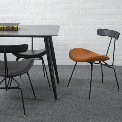 Contemporary Industrial Iron Wood Leather Ants Dining Chair Backrest Armless For Dining Room