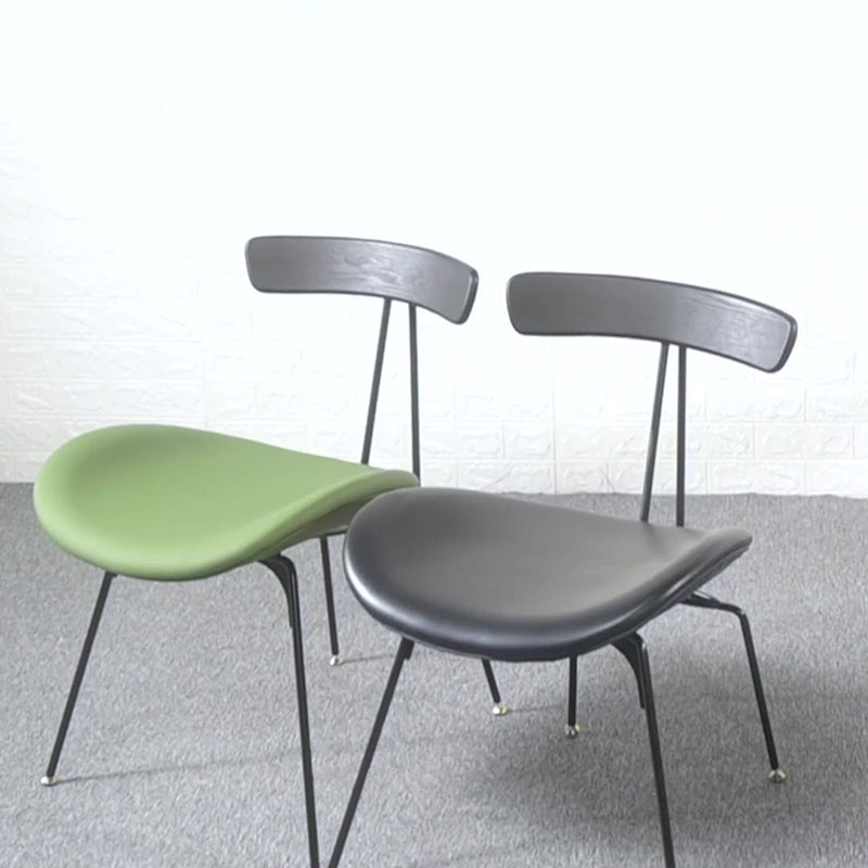 Contemporary Industrial Iron Wood Leather Ants Dining Chair Backrest Armless For Dining Room