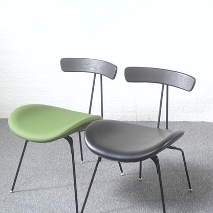 Contemporary Industrial Iron Wood Leather Ants Dining Chair Backrest Armless For Dining Room