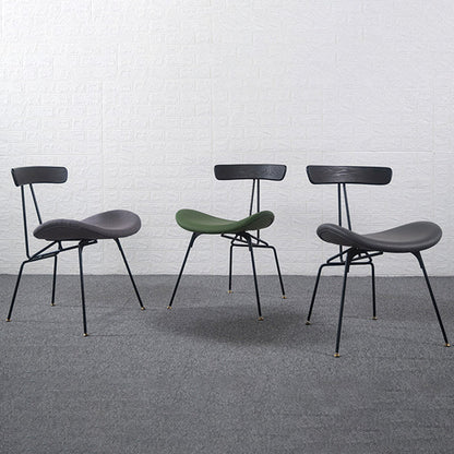 Contemporary Industrial Iron Wood Leather Ants Dining Chair Backrest Armless For Dining Room