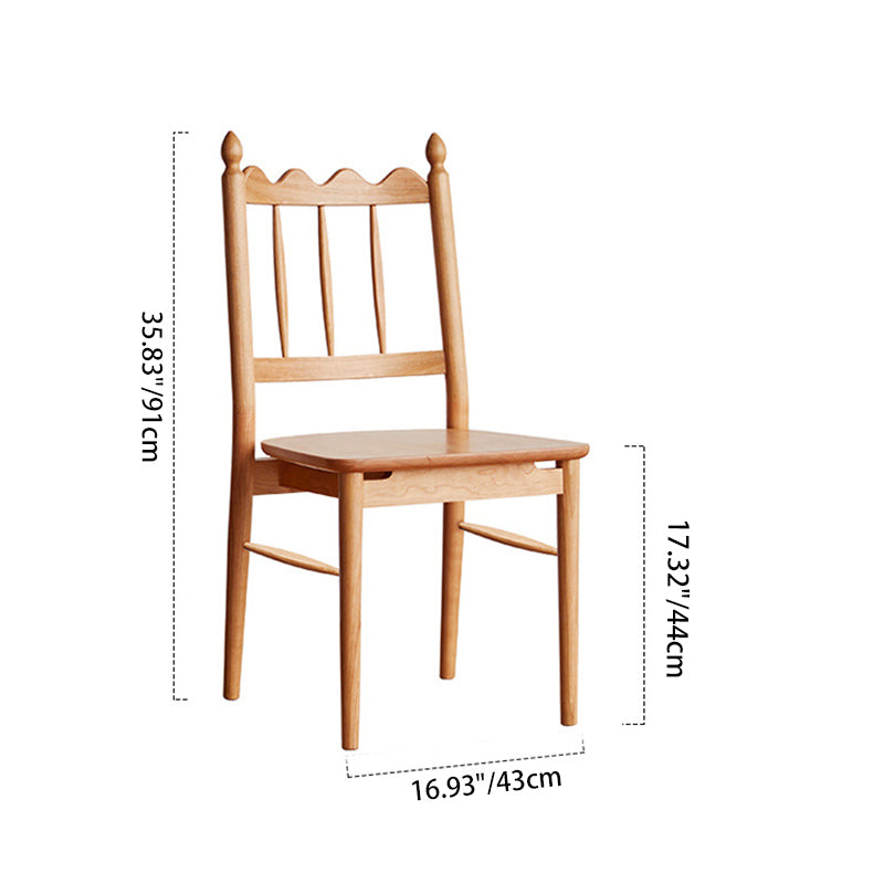 Traditional Vintage Cherry Wood Waveform Dining Chair Backrest Armless For Dining Room
