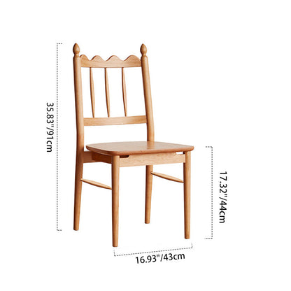 Traditional Vintage Cherry Wood Waveform Dining Chair Backrest Armless For Dining Room