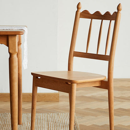 Traditional Vintage Cherry Wood Waveform Dining Chair Backrest Armless For Dining Room