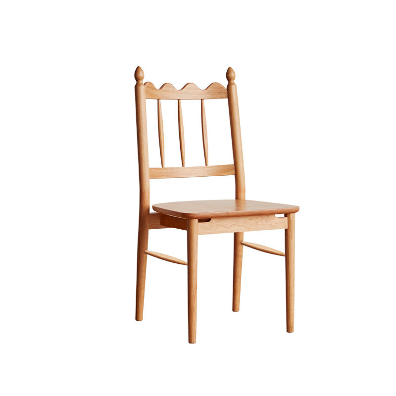 Traditional Vintage Cherry Wood Waveform Dining Chair Backrest Armless For Dining Room