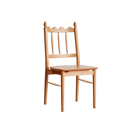 Traditional Vintage Cherry Wood Waveform Dining Chair Backrest Armless For Dining Room