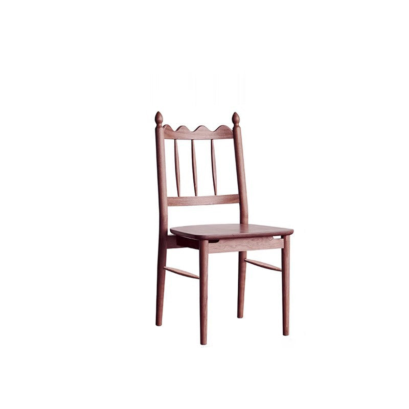Traditional Vintage Cherry Wood Waveform Dining Chair Backrest Armless For Dining Room